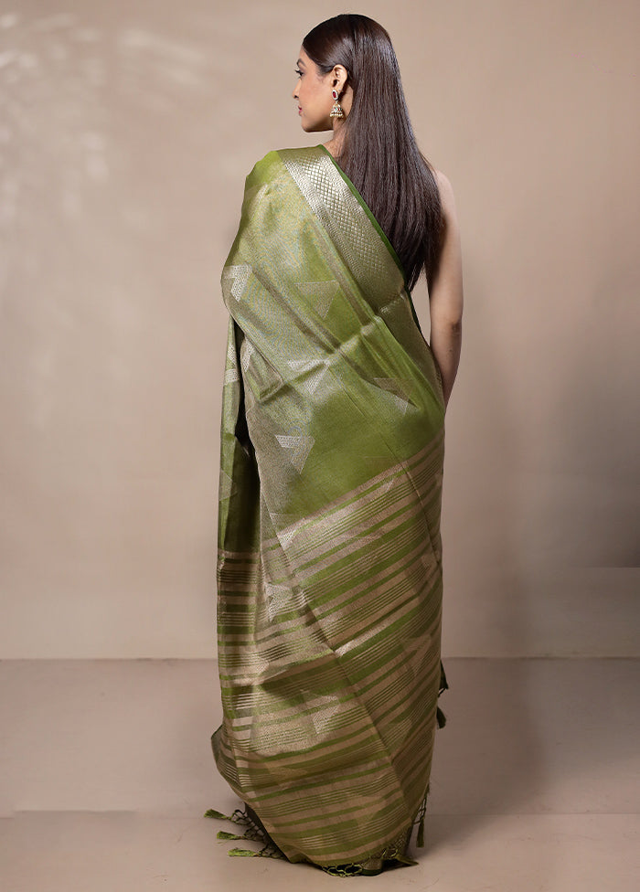 Green Tissue Silk Saree With Blouse Piece