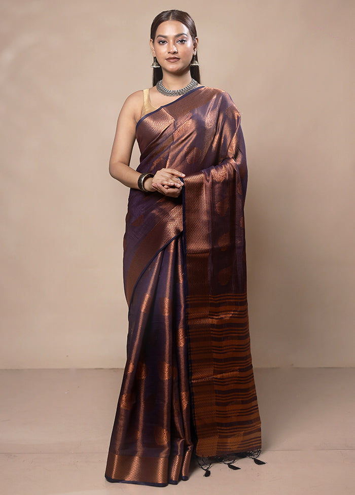 Purple Tissue Silk Saree With Blouse Piece