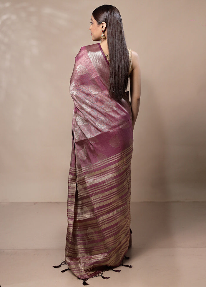 Purple Tissue Silk Saree With Blouse Piece