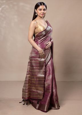 Purple Tissue Silk Saree With Blouse Piece