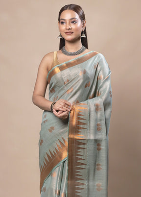 Green Tissue Silk Saree With Blouse Piece