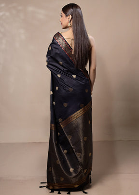 Black Dupion Silk Saree With Blouse Piece