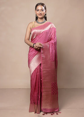 Pink Dupion Silk Saree With Blouse Piece