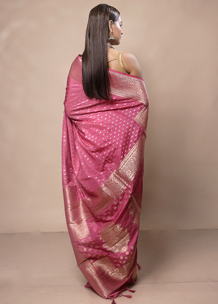 Pink Dupion Silk Saree With Blouse Piece