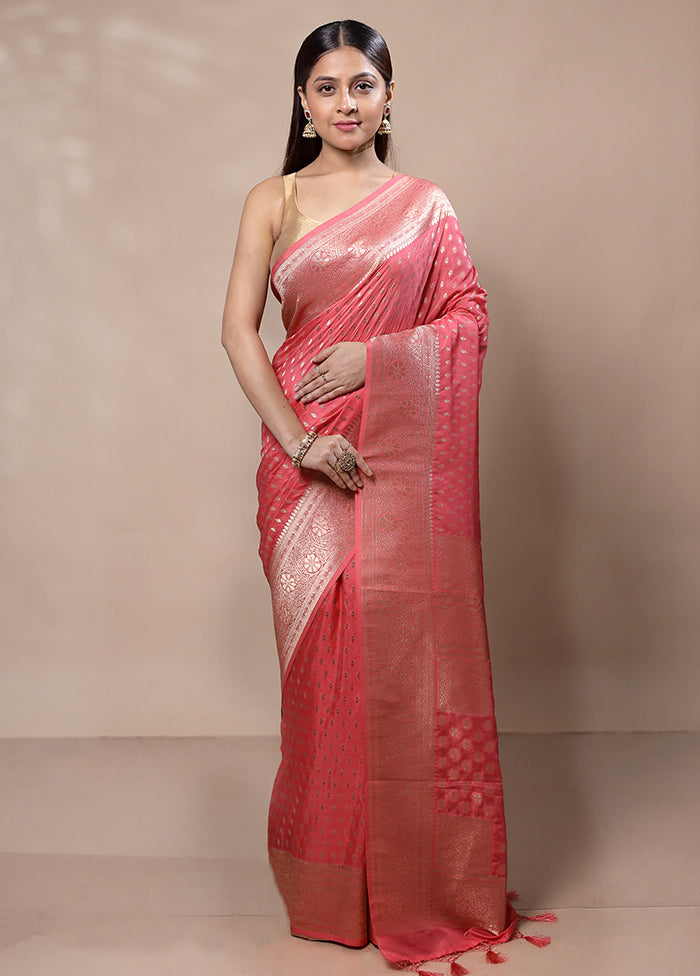 Pink Dupion Silk Saree With Blouse Piece