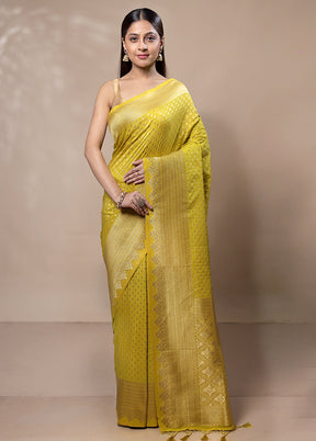 Yellow Dupion Silk Saree With Blouse Piece