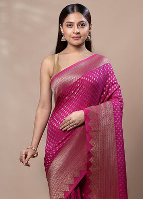 Pink Dupion Silk Saree With Blouse Piece