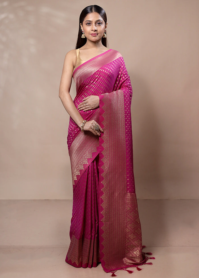 Pink Dupion Silk Saree With Blouse Piece