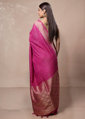 Pink Dupion Silk Saree With Blouse Piece