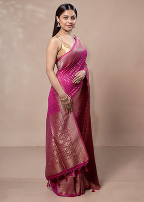 Pink Dupion Silk Saree With Blouse Piece