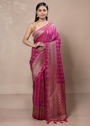 Pink Dupion Silk Saree With Blouse Piece