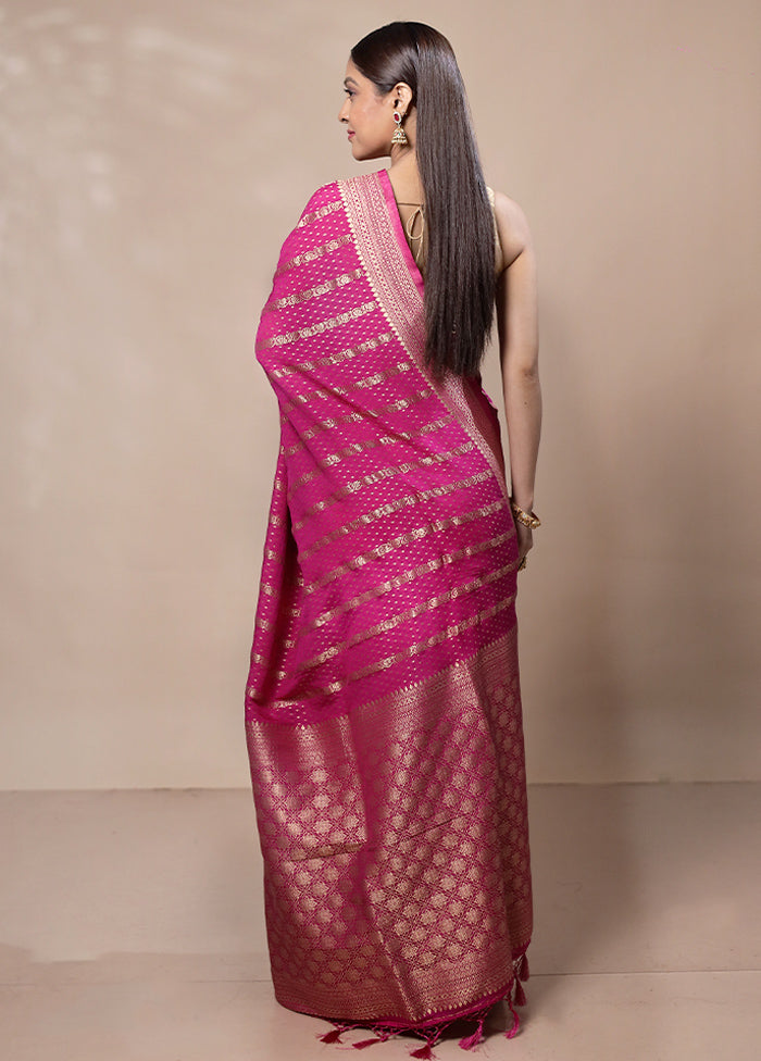 Pink Dupion Silk Saree With Blouse Piece