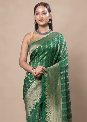 Green Dupion Silk Saree With Blouse Piece