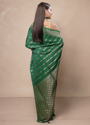 Green Dupion Silk Saree With Blouse Piece