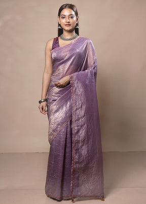 Purple Tissue Silk Saree With Blouse Piece