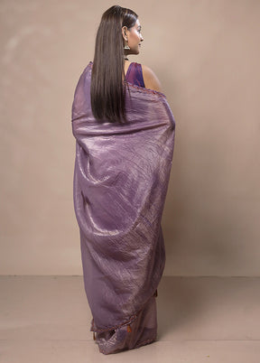 Purple Tissue Silk Saree With Blouse Piece