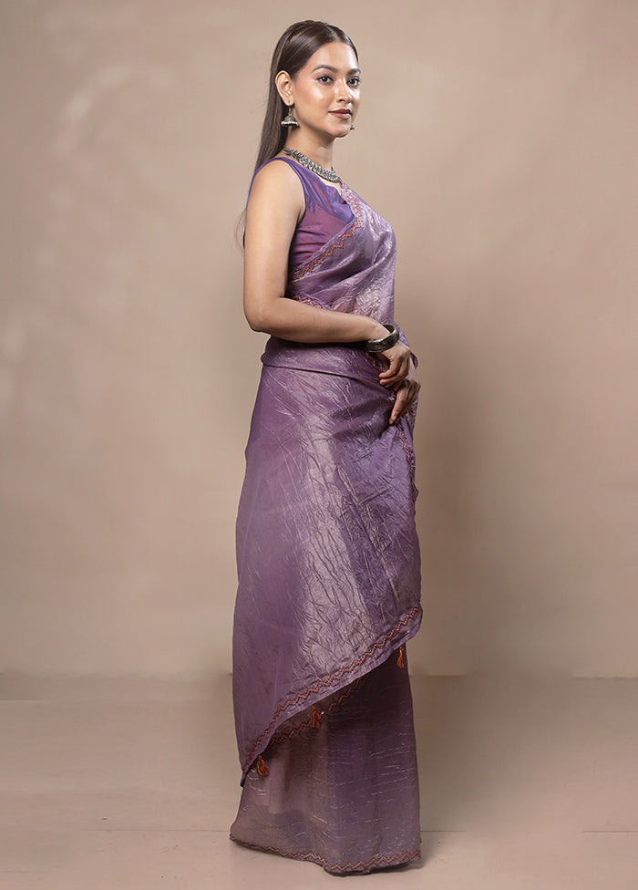 Purple Tissue Silk Saree With Blouse Piece