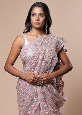 Pink Pure Handloom Jimmy Choo Saree With Blouse Piece