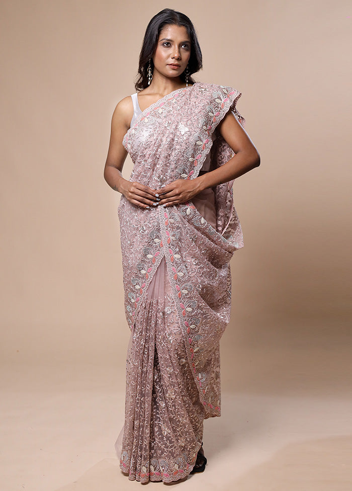 Pink Pure Handloom Jimmy Choo Saree With Blouse Piece