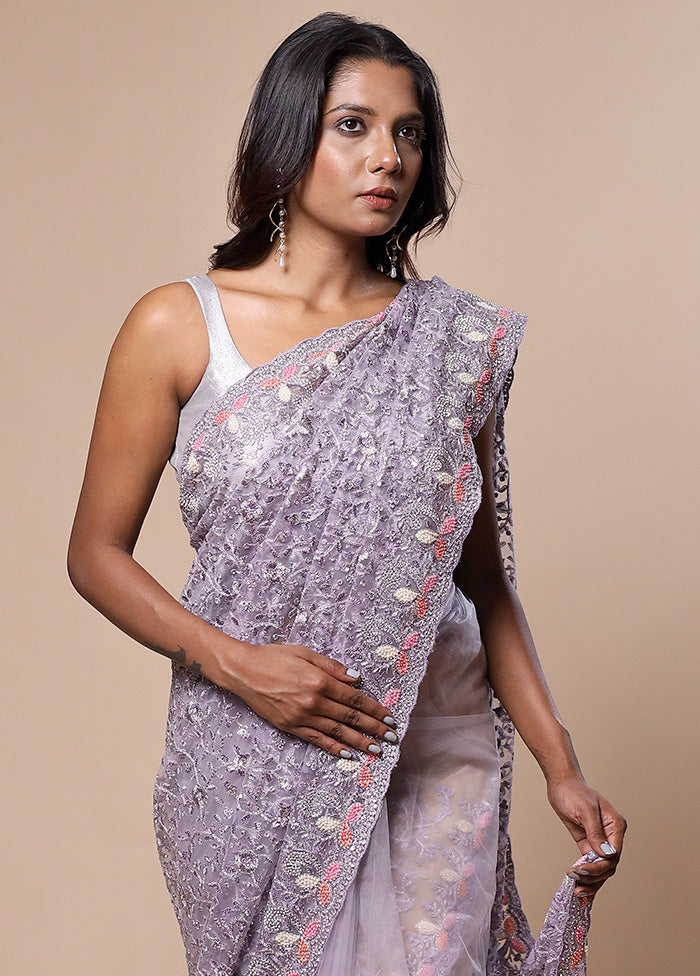 Purple Pure Handloom Jimmy Choo Saree With Blouse Piece