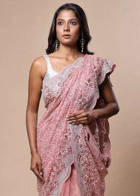 Pink Pure Handloom Jimmy Choo Saree With Blouse Piece