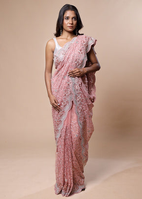 Pink Pure Handloom Jimmy Choo Saree With Blouse Piece