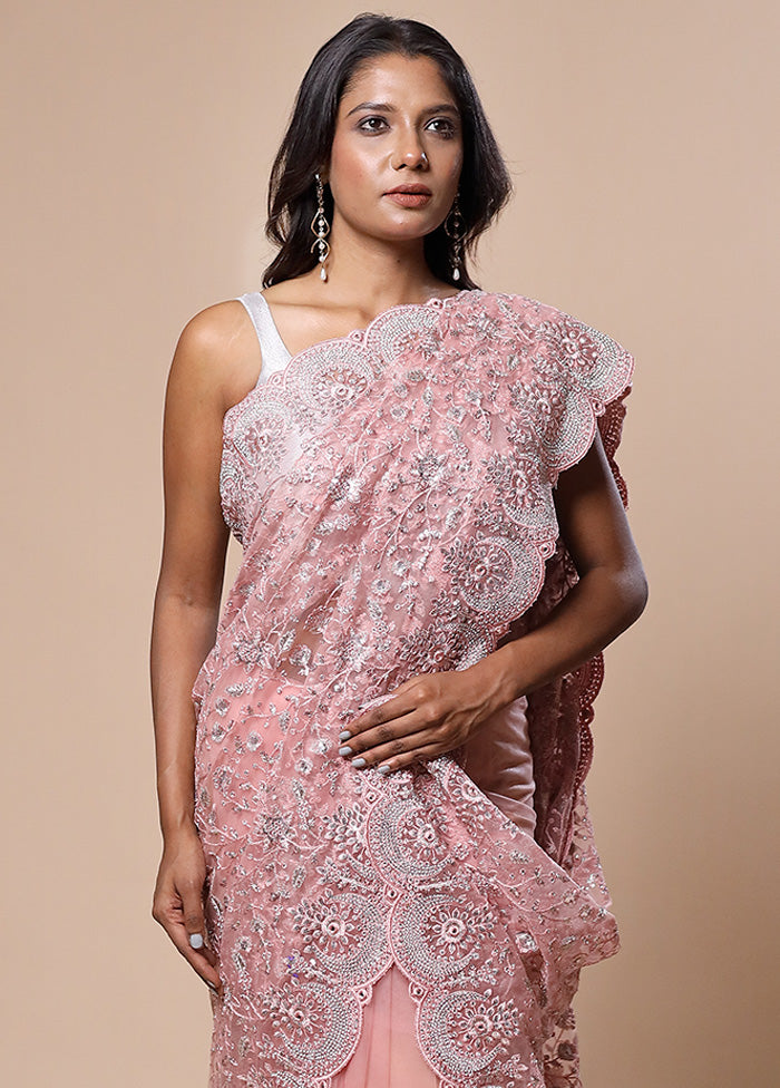 Pink Pure Handloom Jimmy Choo Saree With Blouse Piece