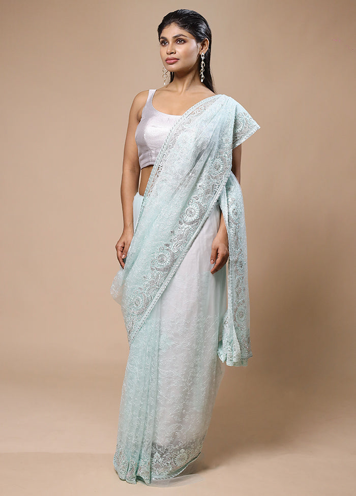 Mint Jimmy Choo Saree With Blouse Piece