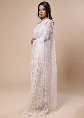 White Jimmy Choo Saree With Blouse Piece