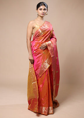 Pink Handloom Katan Pure Silk Saree With Blouse Piece