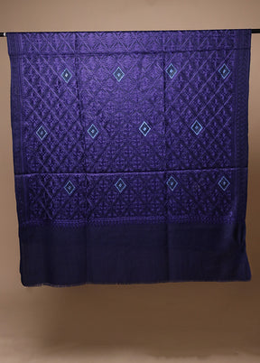 Purple Butta Work With Zari Woven Border Shawl