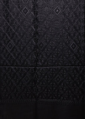 Black Butta Work With Zari Woven Border Shawl