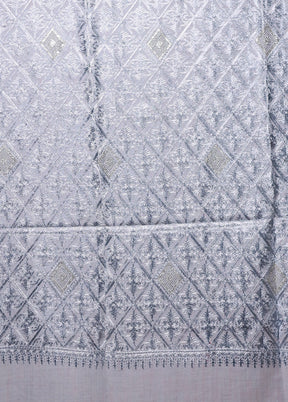 Grey Butta Work With Zari Woven Border Shawl