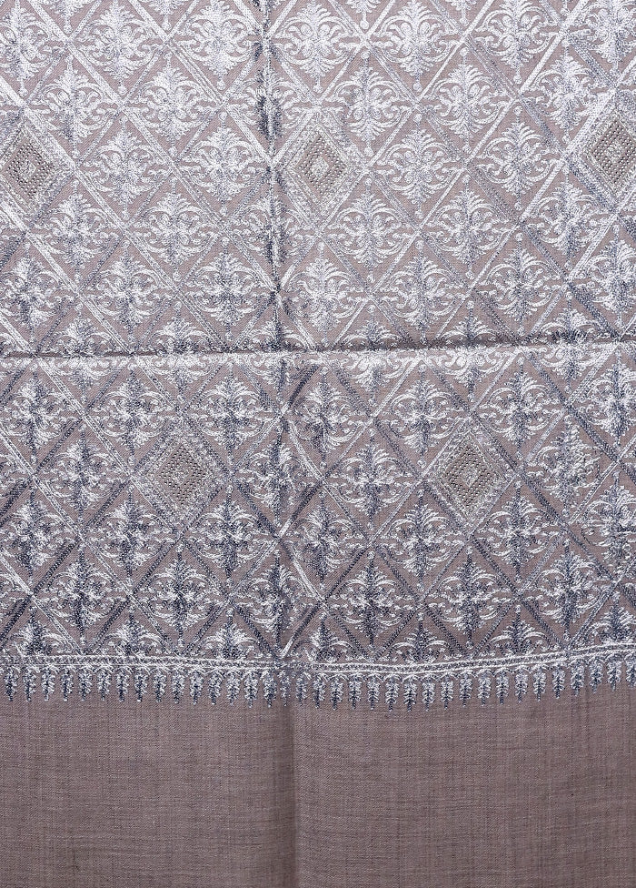 Grey Butta Work With Zari Woven Border Shawl