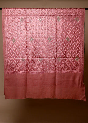 Peach Butta Work With Zari Woven Border Shawl