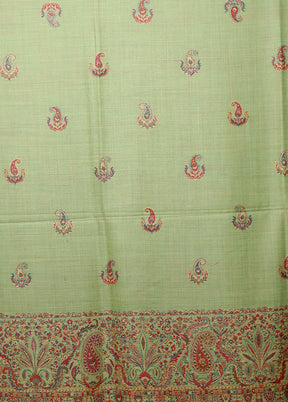 Green Butta Work With Zari Woven Border Shawl