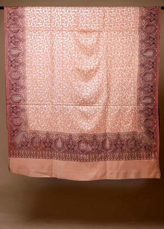 Peach Butta Work With Zari Woven Border Shawl