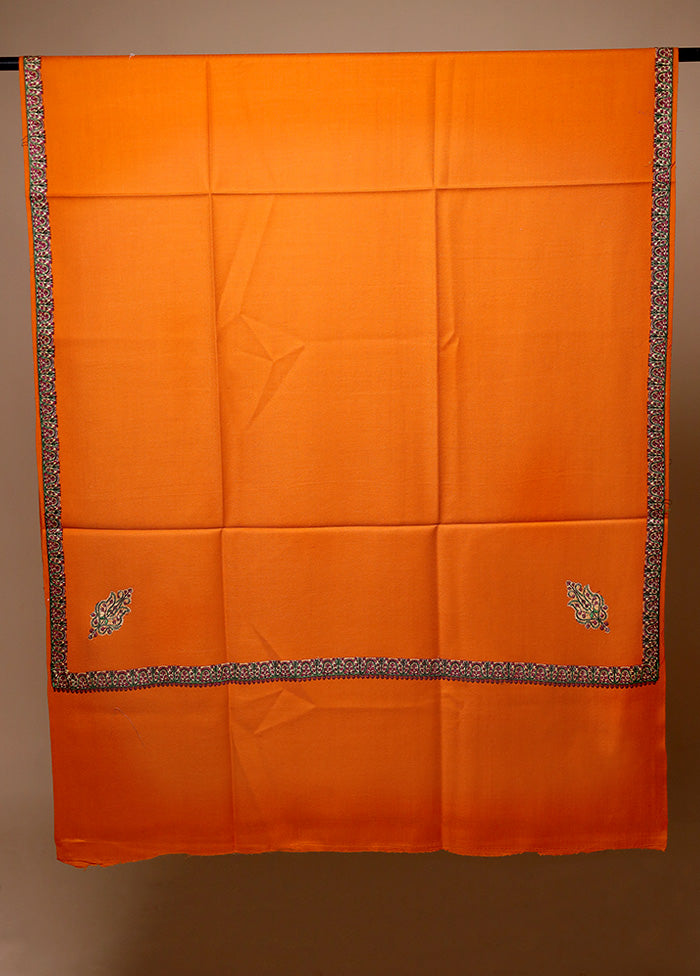 Orange Butta Work With Zari Woven Border Shawl