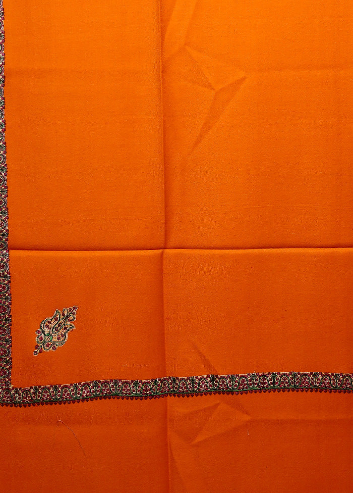 Orange Butta Work With Zari Woven Border Shawl