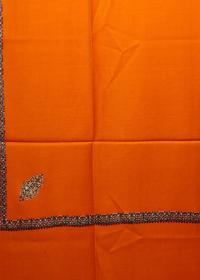 Orange Butta Work With Zari Woven Border Shawl