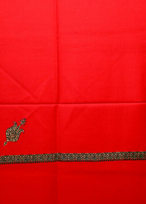 Red Butta Work With Zari Woven Border Shawl