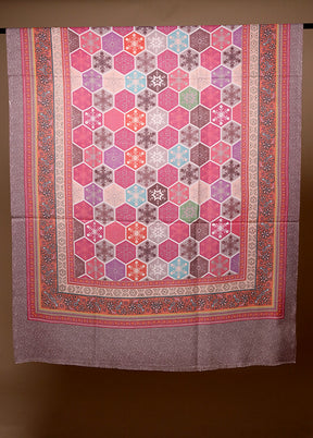 Pink Butta Work With Zari Woven Border Shawl