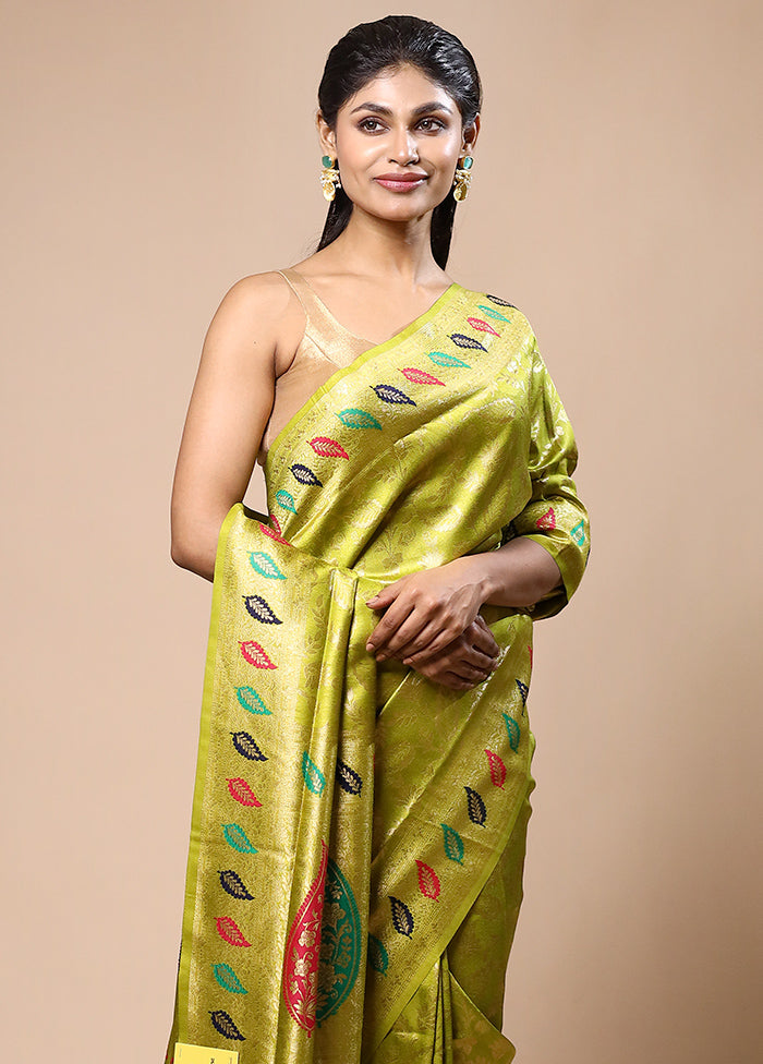 Green Dupion Silk Saree With Blouse Piece