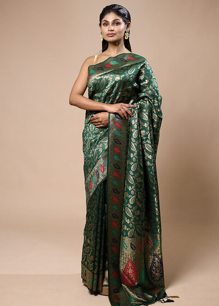 Green Dupion Silk Saree With Blouse Piece