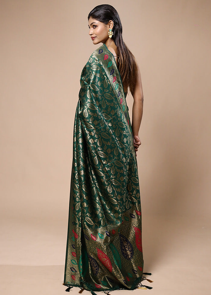 Green Dupion Silk Saree With Blouse Piece