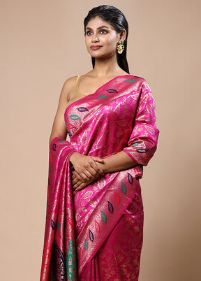 Pink Dupion Silk Saree With Blouse Piece