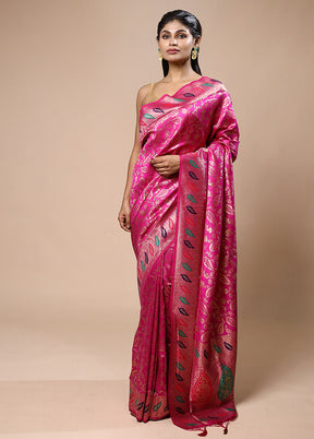 Pink Dupion Silk Saree With Blouse Piece