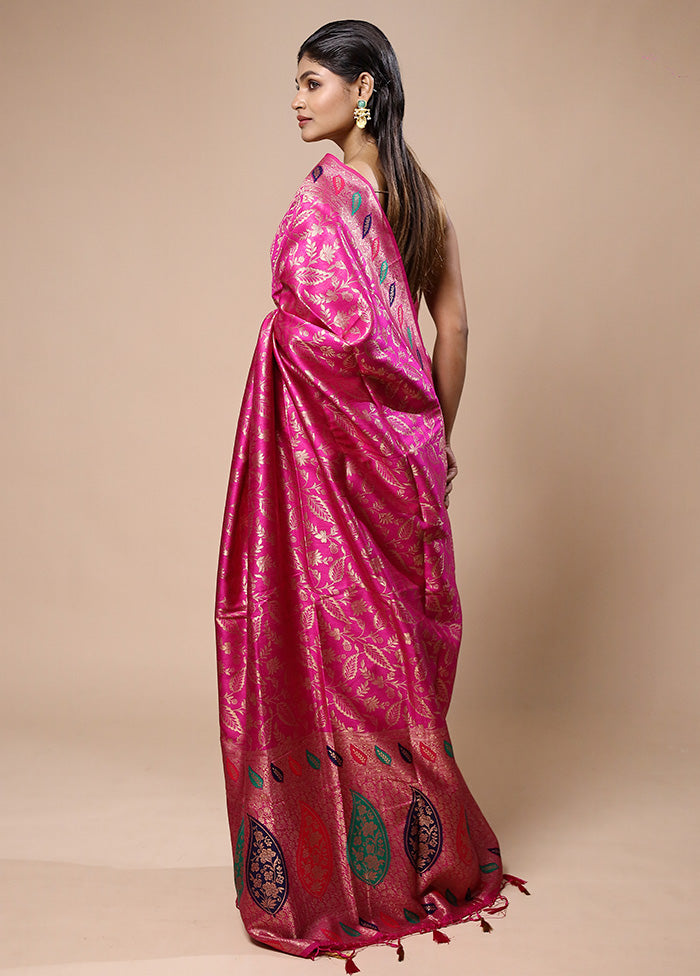 Pink Dupion Silk Saree With Blouse Piece