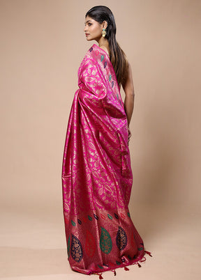 Pink Dupion Silk Saree With Blouse Piece