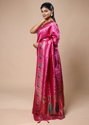 Pink Dupion Silk Saree With Blouse Piece